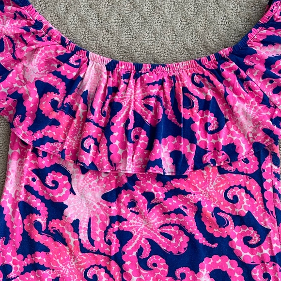 Lilly Pulitzer La Fortuna Off-The-Shoulder Top Octopus Print Small Casual Summer - Picture 8 of 12